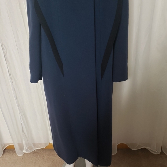 Vintage Nipon Coature navy blue/deep teal wool coat unique cut size 10 - Picture 6 of 13